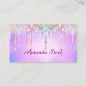 Niedlich Pink Unicorn Rainbow Glitzer Tropfen Mono Visitenkarte (Vorderseite)