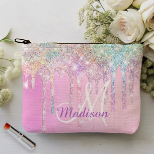 Niedlich Pink Unicorn Rainbow Glitzer Tropfen Mono Zubehörtasche