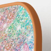 Niedlich Pink Unicorn Rainbow Glitzer Tropfen Pickleball Schläger (Linke Seite)