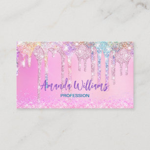 Niedlich Pink Unicorn Rainbow Glitzer Tropfen Terminkarte