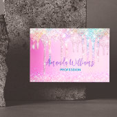 Niedlich Pink Unicorn Rainbow Glitzer Tropfen Visitenkarte