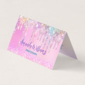 Niedlich Pink Unicorn Rainbow Glitzer Tropfen Visitenkarten (Vorderseite)