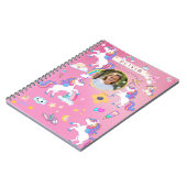 Niedlich Pink Unicorn Rainbow Individuelle Name Fo Notizblock (Linke Seite)