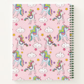 Niedlich Pink Unicorn Rainbow Sketchbook Ihr Name Notizblock (Rückseite)