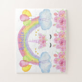 Niedlich Pink Unicorn Regenbogen Glitzer Herz Puzzle (Vertikal)