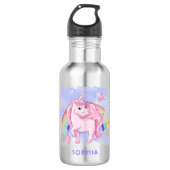 Niedlich Pink Unicorn Regenbogen Modern Girl Indiv Edelstahlflasche (Vorderseite)