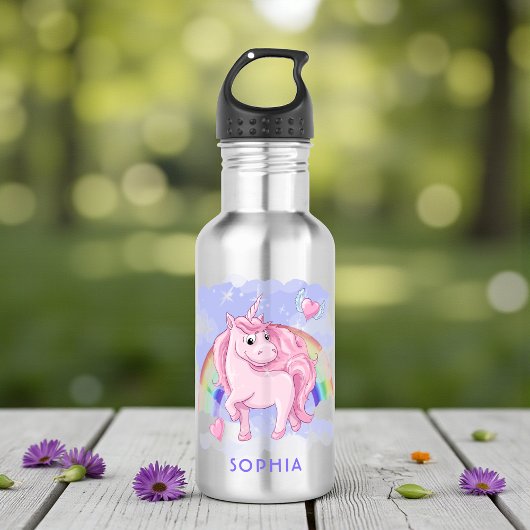 Niedlich Pink Unicorn Regenbogen Modern Girl Indiv Edelstahlflasche