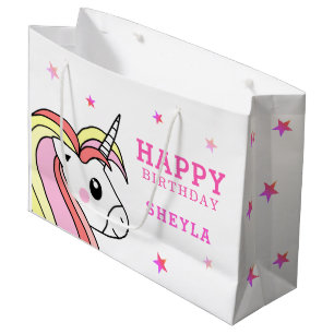 Niedlich Pink Unicorn Stars Girl Große Geschenktüte