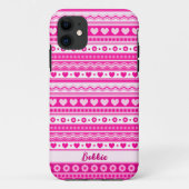 Niedlich Pink Valentine's Day Heart and Blume Girl Case-Mate iPhone Hülle (Rückseite)