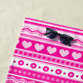 Niedlich Pink Valentine's Day Heart and Blume Girl Strandtuch (Beispiel)