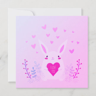 Niedlich Pink Valentine's Day I Liebe You Bunny Feiertagskarte
