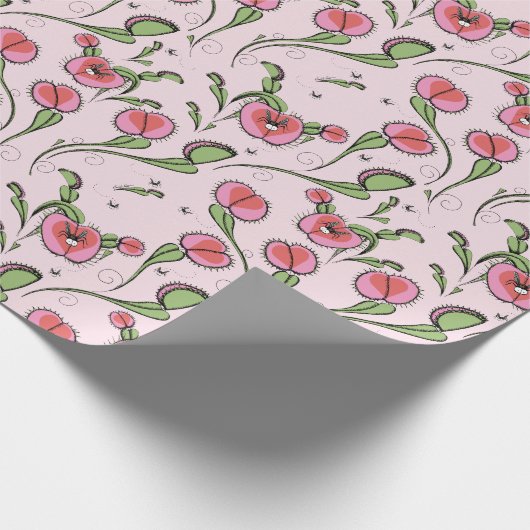 Niedlich Pink Venus Flytrap auf Ihrer Liebe stecke Geschenkpapier (Ecke)