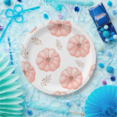 Niedlich Pink Wasserfarbe Pumpkin Blume Pappteller (Party)