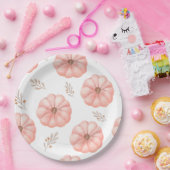 Niedlich Pink Wasserfarbe Pumpkin Blume Pappteller (Party)