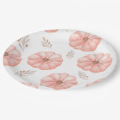 Niedlich Pink Wasserfarbe Pumpkin Blume Pappteller (Schrägansicht)