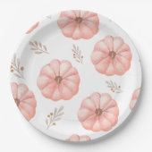 Niedlich Pink Wasserfarbe Pumpkin Blume Pappteller (Vorderseite)