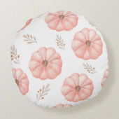 Niedlich Pink Wasserfarbe Pumpkin Blume Rundes Kissen (Rückseite)