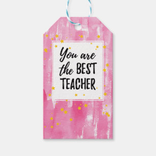 Niedlich Pink Watercolor Beste Teacher-Bewertung Geschenkanhänger