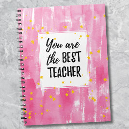 Niedlich Pink Watercolor Beste Teacher-Bewertung Notizblock