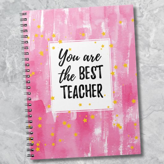 Niedlich Pink Watercolor Beste Teacher-Bewertung Notizblock