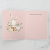 Niedlich Pink Watercolor Bunny Baby Dusche Dankeskarte (Innenseite)