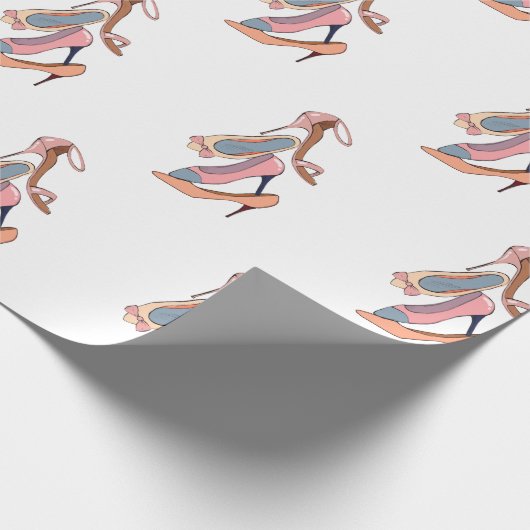 Niedlich Pink Watercolor Diva Glam Stilettos Geschenkpapier (Ecke)