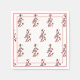Niedlich Pink Watercolor Diva Glam Stilettos Paper Serviette