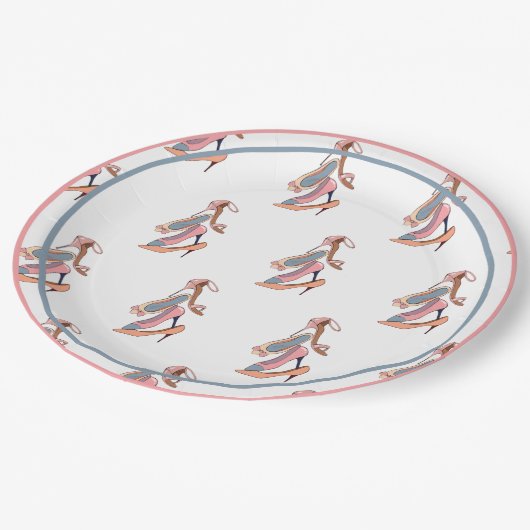 Niedlich Pink Watercolor Diva Glam Stilettos Pappteller (Schrägansicht)