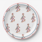 Niedlich Pink Watercolor Diva Glam Stilettos Pappteller (Vorderseite)