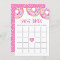 Niedlich Pink Watercolor Donuts Kinderdusche Bingo