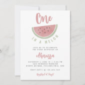 Niedlich Pink Watercolor Eins in einem Melone Erst Einladung (Vorderseite)