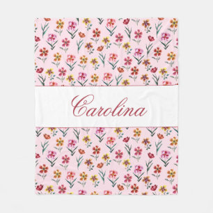 Niedlich Pink Watercolor Floral Girl Kinderzimmer  Fleecedecke