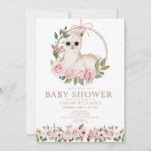 Niedlich Pink Watercolor Floral Llama Babydusche Einladung (Vorderseite)