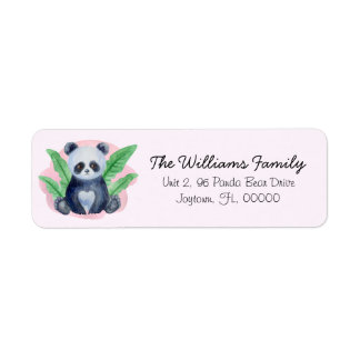 Niedlich Pink Watercolor Panda Rücksendeadresse