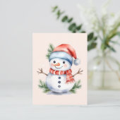 Niedlich Pink Watercolor Snowman Weihnachten (Stehend Vorderseite)