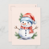 Niedlich Pink Watercolor Snowman Weihnachten (Vorne/Hinten)