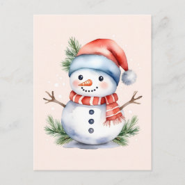 Niedlich Pink Watercolor Snowman Weihnachten
