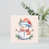 Niedlich Pink Watercolor Snowman Weihnachten (Stehend Vorderseite)