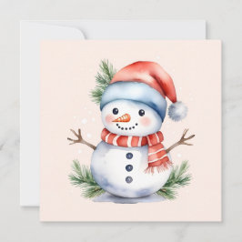 Niedlich Pink Watercolor Snowman Weihnachten