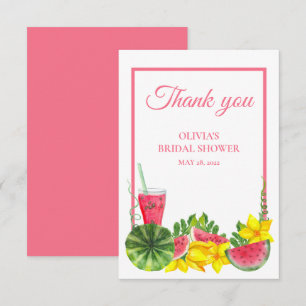 Niedlich Pink Watermelon Brautparty Dankeskarte