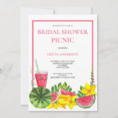 Niedlich Pink Watermelon Brautparty Picnic Einladung (Vorderseite)