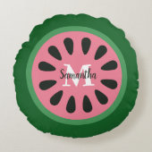 Niedlich Pink Watermelon Monogram Rundes Kissen (Vorderseite)
