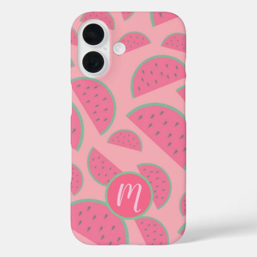 Niedlich-Pink-Watermelon-Muster-Monogramm Case-Mate iPhone Hülle (Rückseite)