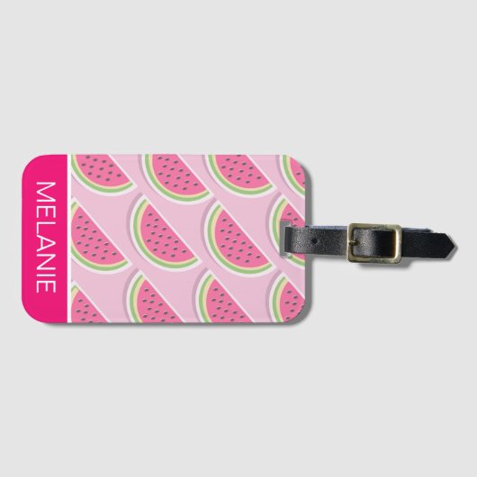 Niedlich Pink Watermelon Muster Personalisiert Gepäckanhänger (Vorderseite (Horizontal))