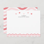 Niedlich Pink Wavy Muster Herz Kids Stationierung Mitteilungskarte (Vorne/Hinten)