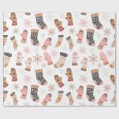 Niedlich Pink Weihnachten Strümpfe Socken Schneefl Geschenkpapier (Flach)