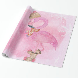 Niedlich Pink Weihnachten Winter Flamingo Bird Geschenkpapier