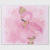 Niedlich Pink Weihnachten Winter Flamingo Bird Geschenkpapier (Flach)