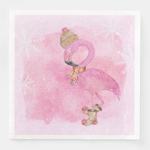 Niedlich Pink Weihnachten Winter Flamingo Bird Serviette
