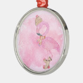 Niedlich Pink Weihnachten Winter Flamingo Bird Silbernes Ornament (Links)